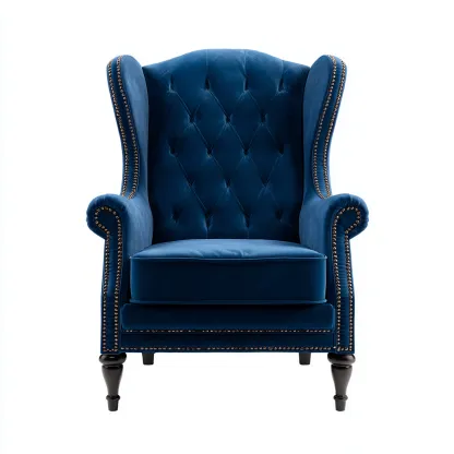 Poltrona - velluto-legno - 108x100x120 cm - blu scuro - stile classico-Shelterza