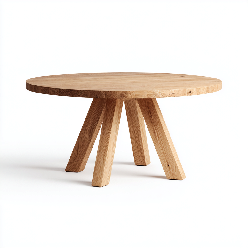 Tavolo da pranzo-legno massello-150x150x76 cm-naturale-design contemporaneo-Shelterza