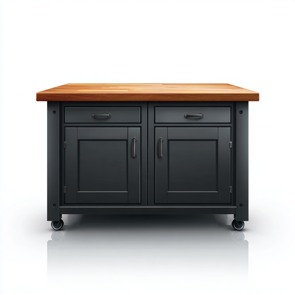 Isola da cucina-legno-metallo-145x78x94 cm-nero-legno naturale-design moderno-Shelterza