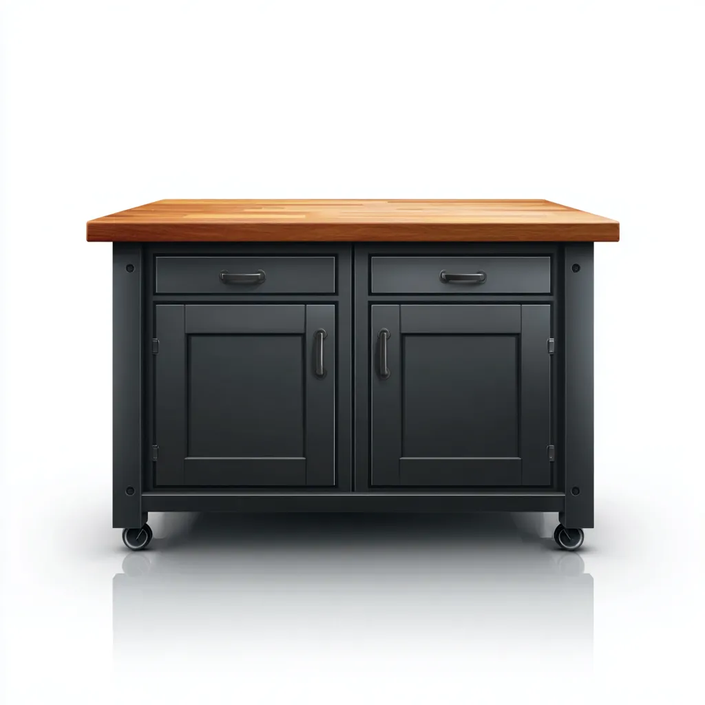 Isola da cucina-legno-metallo-145x78x94 cm-nero-legno naturale-design moderno-Shelterza