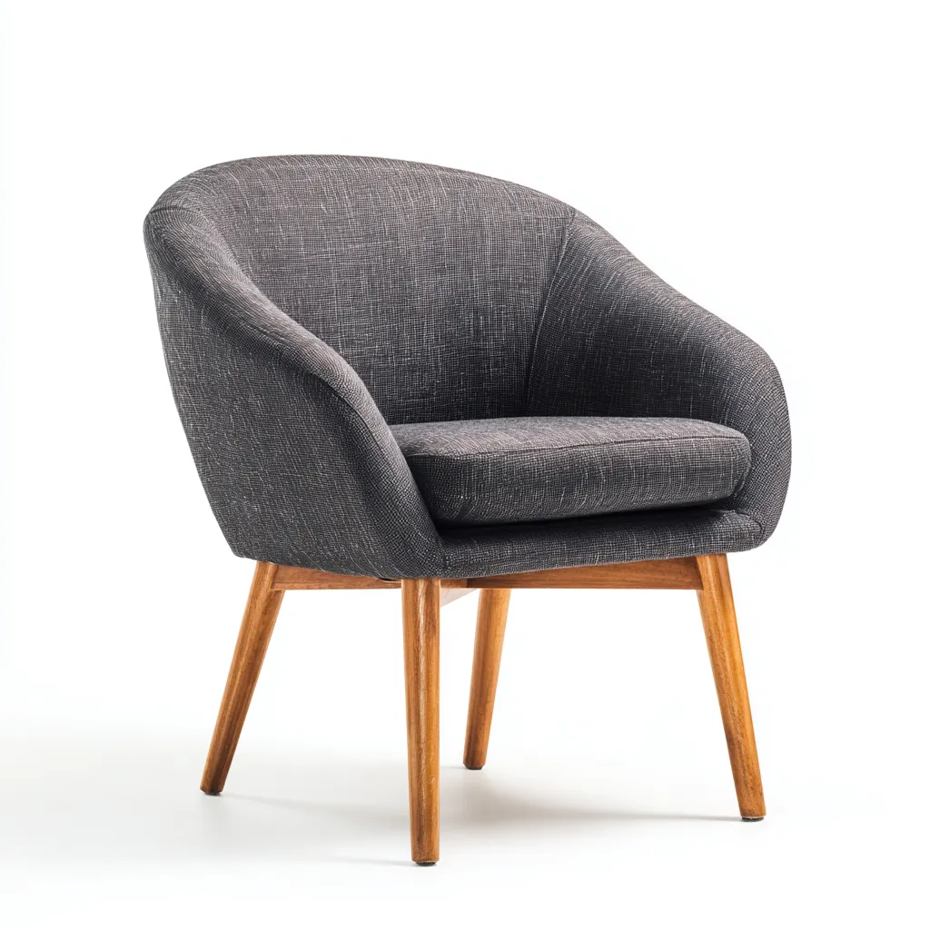 Poltrona - tessuto-legno - 79x74x85 cm - grigio scuro - stile moderno-Shelterza