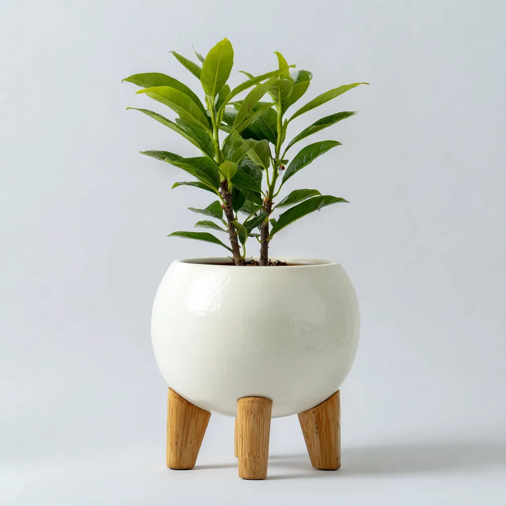 Vasi e supporti per piante-ceramica legno-24x24x35 cm-bianco-design moderno-Shelterza