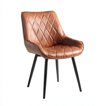 Sedia da pranzo - pelle sintetica - metallo - 57x49x85 cm - marrone - design moderno-Shelterza