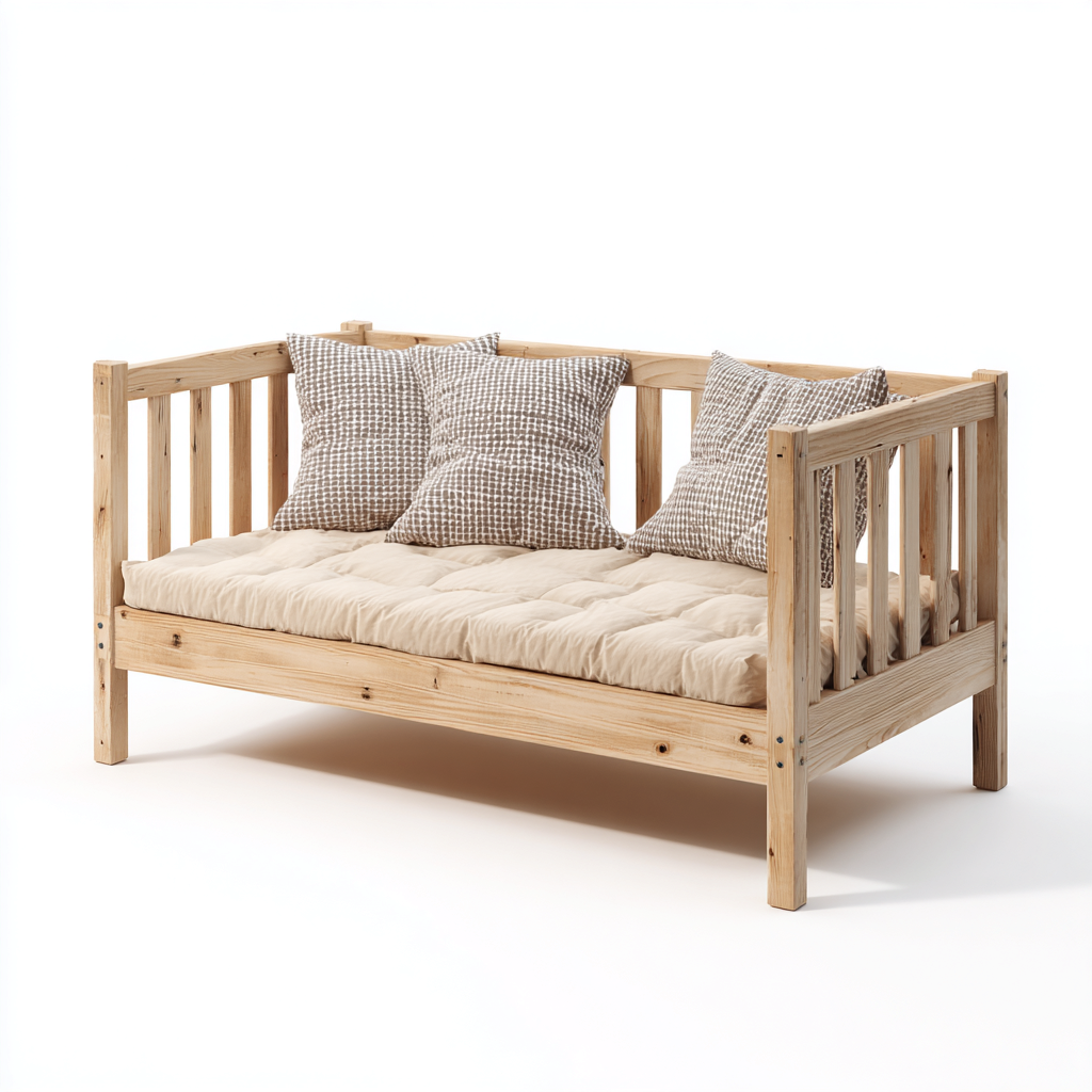 Letto per bambini-legno di pino-140x80x85 cm-naturale-design classico-Shelterza