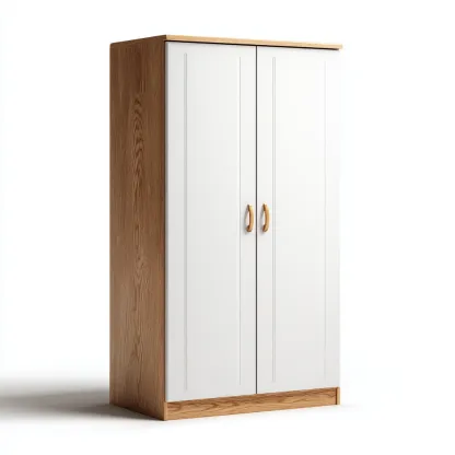 Armadio-legno-pannello-metallo-103x56x192 cm-Bianco-Legno naturale-design moderno-Shelterza