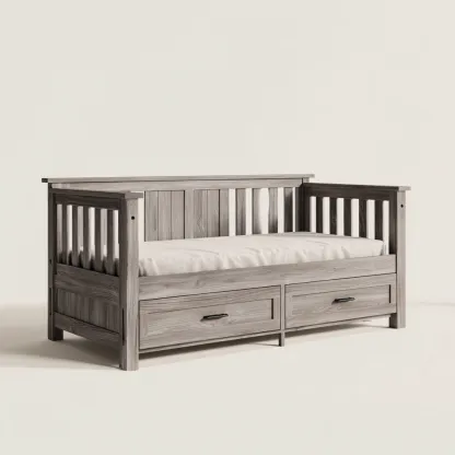 Divano letto-legno di pino-205x98x90 cm-grigio legno-design rustico-Shelterza