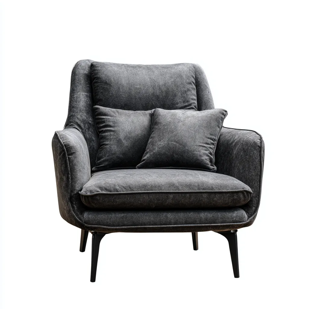 Poltrona - velluto-metallo - 96x92x98 cm - grigio scuro - stile moderno-Shelterza