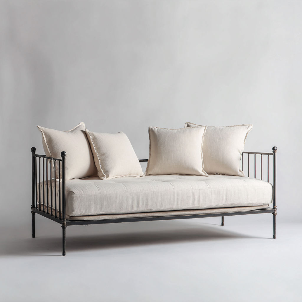 Divano letto-metallo-198x90x86 cm-nero-design classico-Shelterza