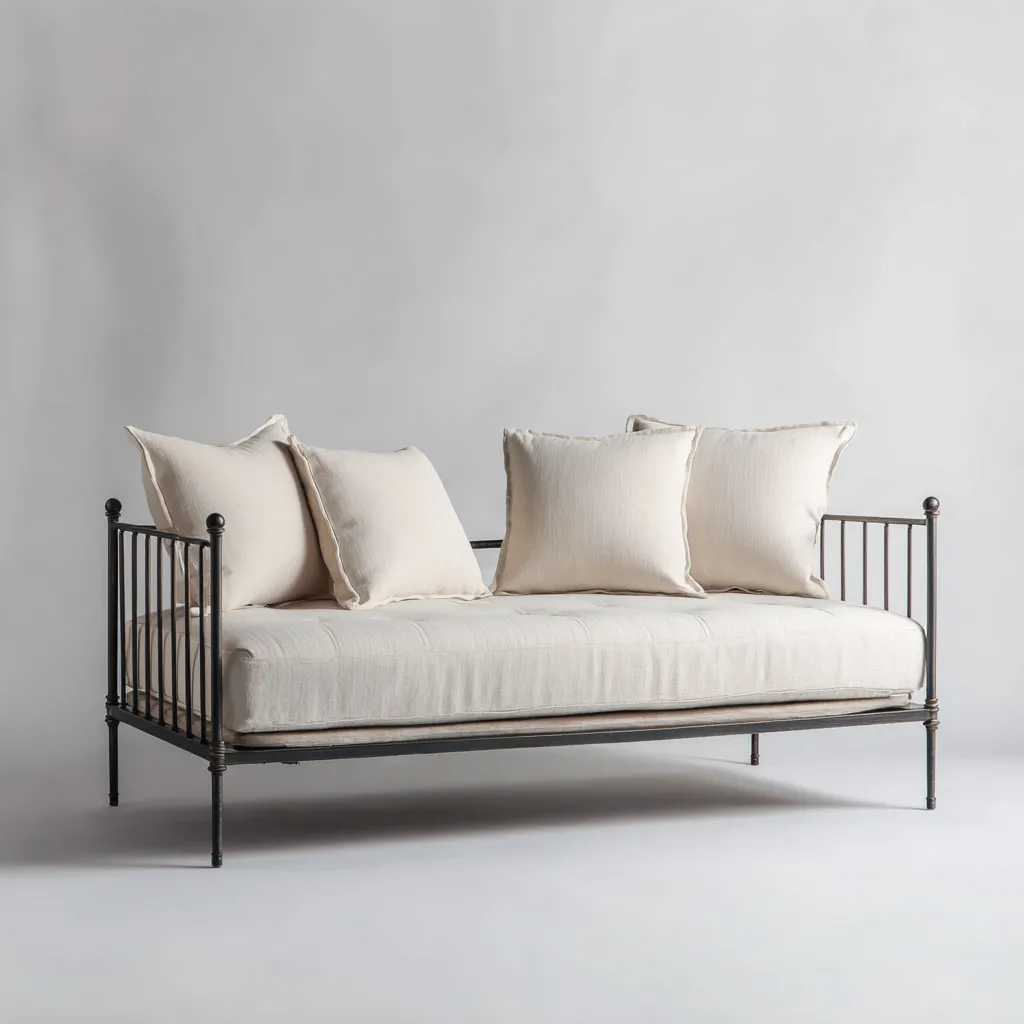 Divano letto-metallo-198x90x86 cm-nero-design classico-Shelterza