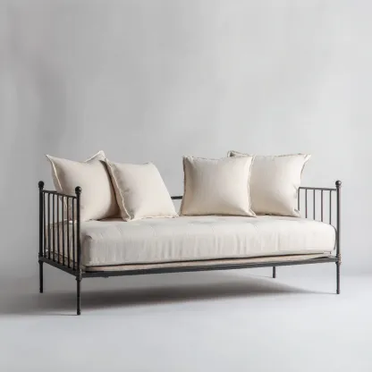 Divano letto-metallo-198x90x86 cm-nero-design classico-Shelterza