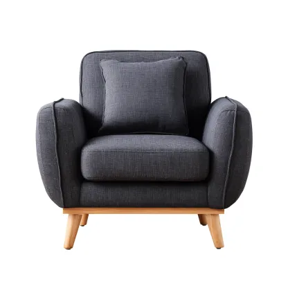 Poltrona - tessuto-legno - 92x88x94 cm - grigio scuro - stile moderno-Shelterza