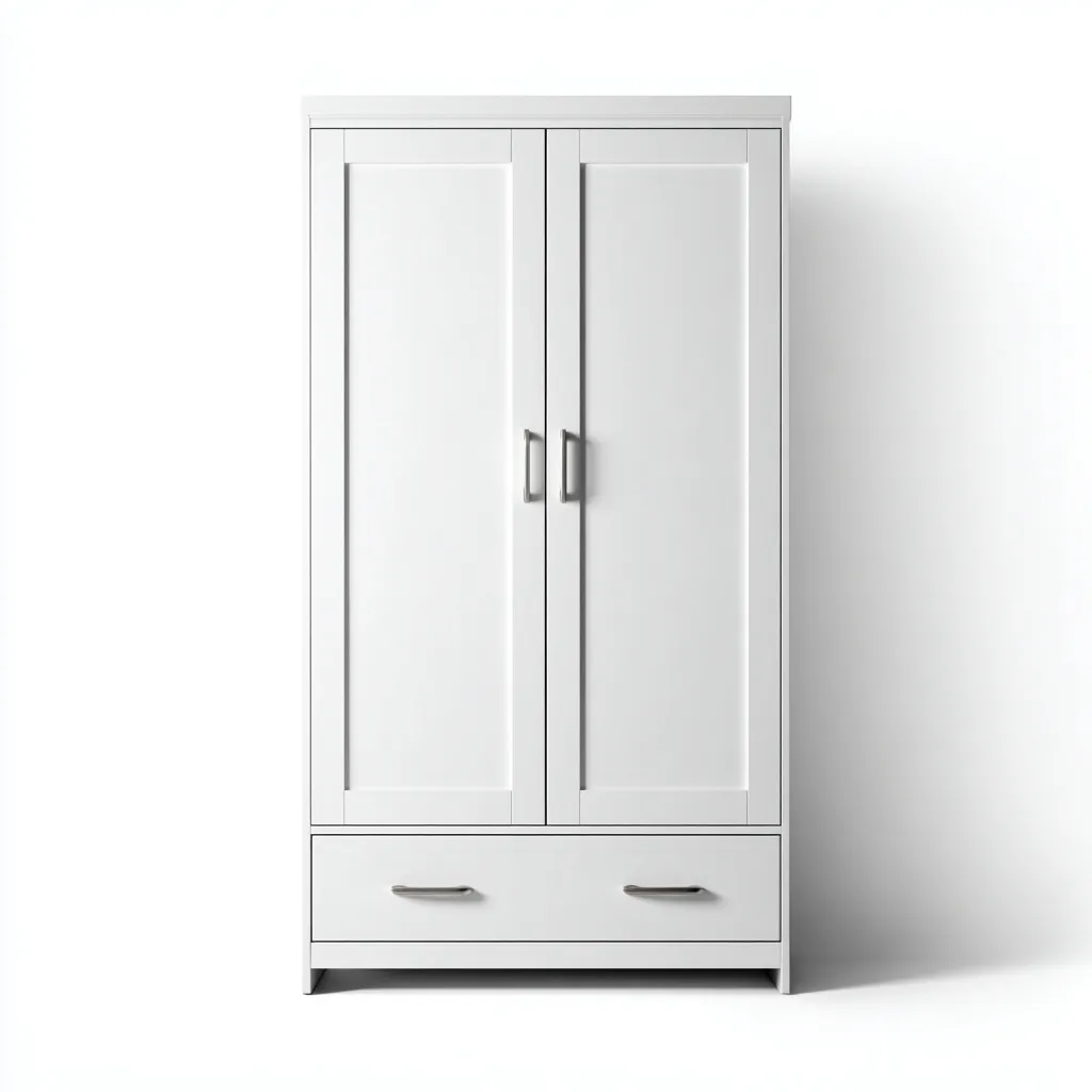 Armadio-legno-pannello-metallo-112x59x196 cm-Bianco-design moderno-Shelterza