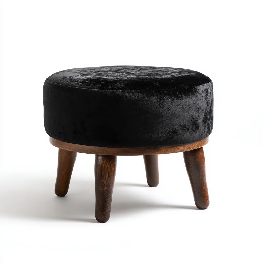 Pouf in velluto 40x40x45 cm - nero - design moderno - per soggiorno-villaovae
