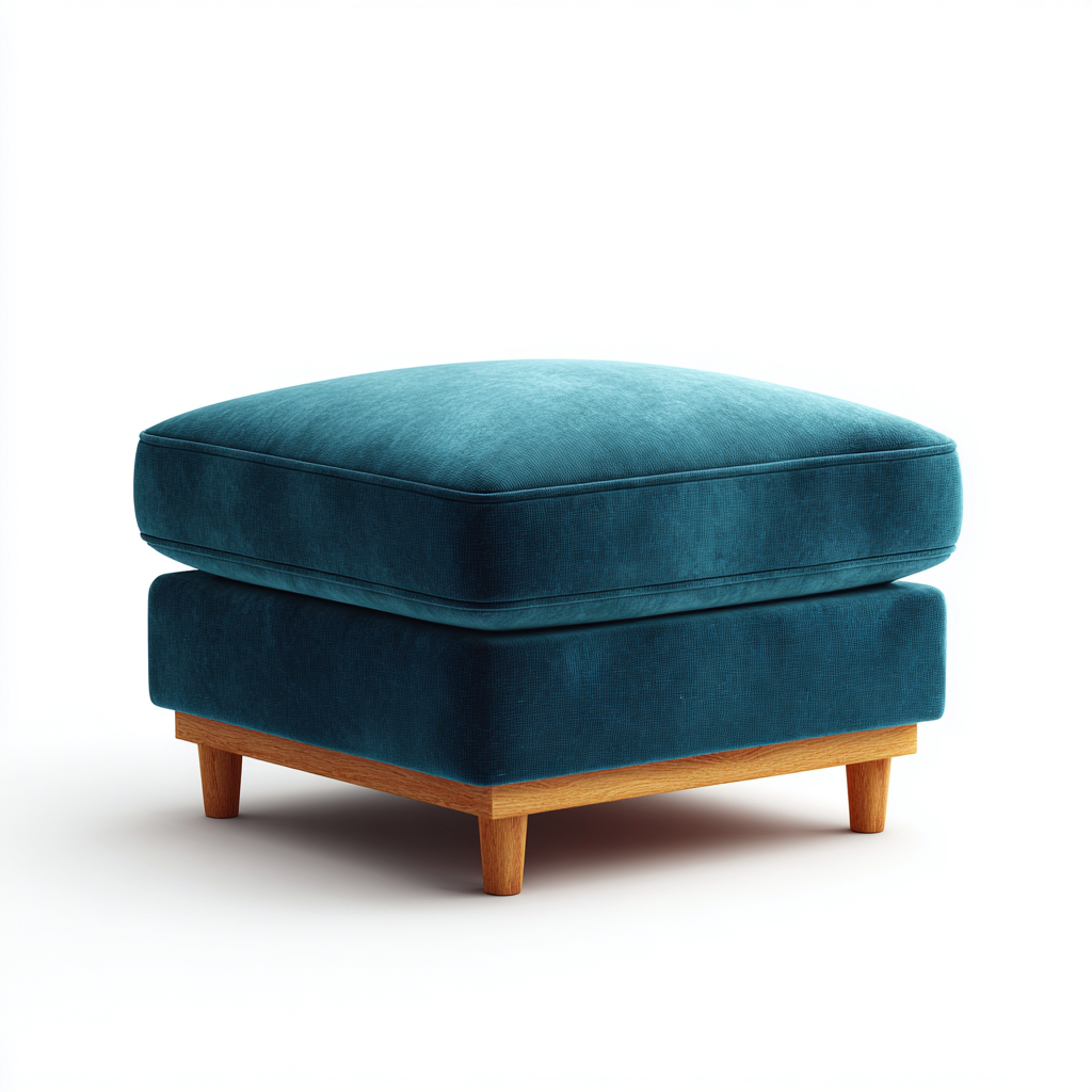 Pouf velluto 68x68x45 cm - blu petrolio - legno - design moderno per soggiorno-villaovae