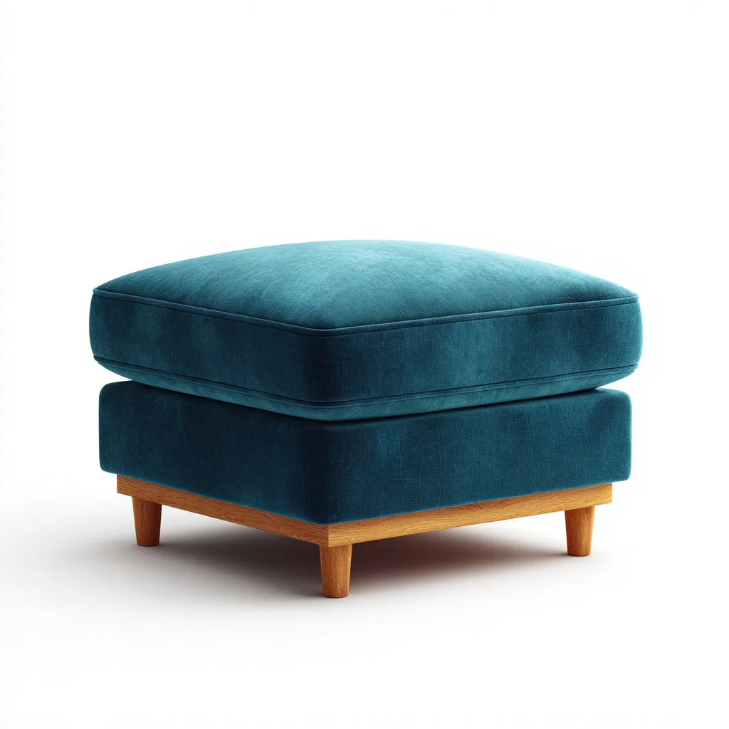 Pouf velluto 68x68x45 cm - blu petrolio - legno - design moderno per soggiorno-villaovae