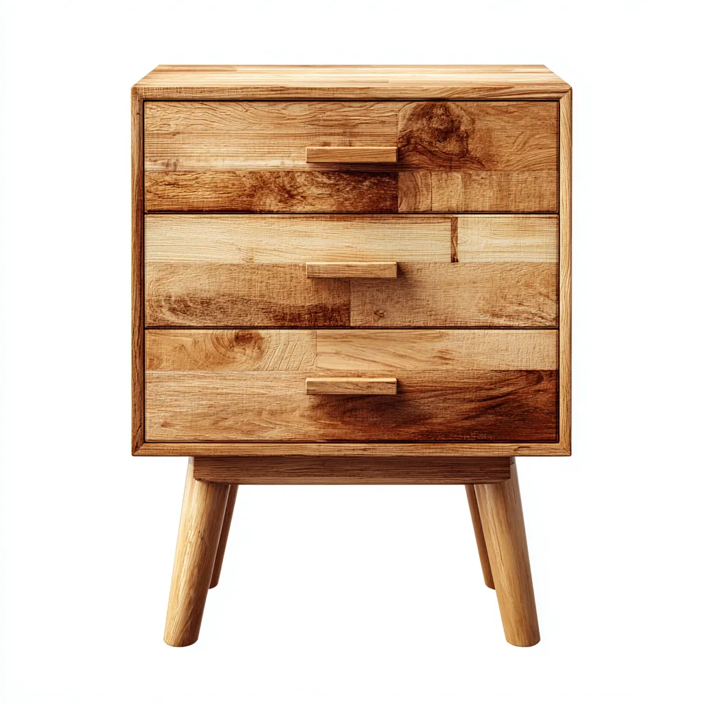 Comodino in legno massello rovere 40x32x70 cm - colore rovere naturale - per camera da letto - design nordico-villaovae