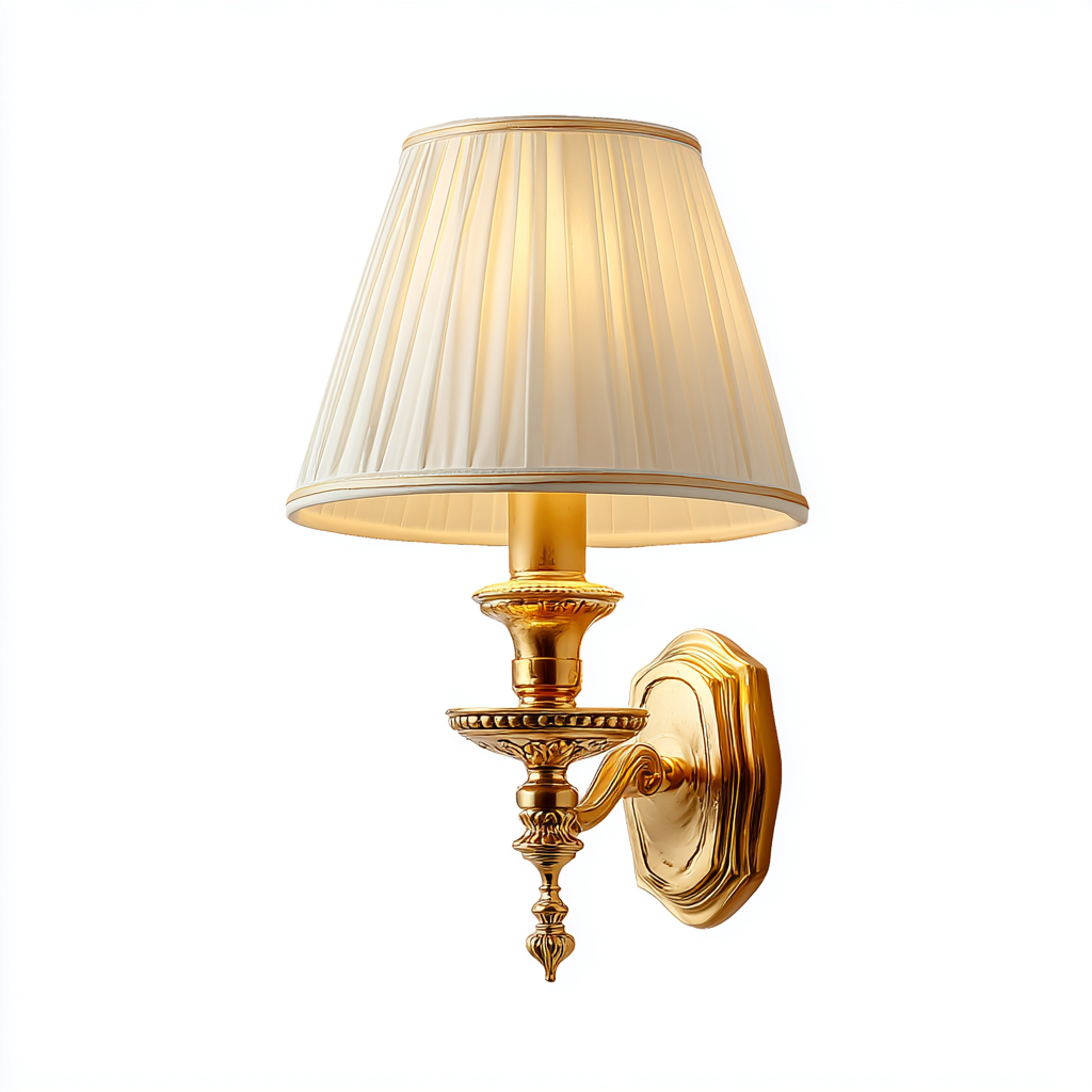 Applique in metallo e tessuto 17x17x32 cm - bianco - oro - per interni - design classico di lusso-villaovae