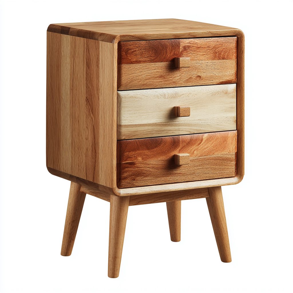 Comodino legno massello 40x32x60 cm - legno naturale - stile nordico per camera da letto-villaovae