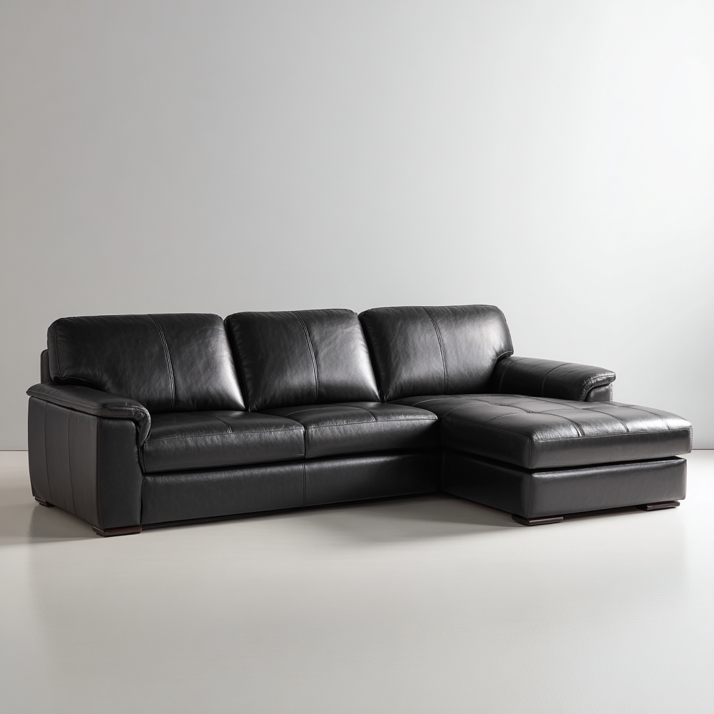 Divano angolare pelle 280x175x90 cm - nero - design moderno per soggiorno-villaovae