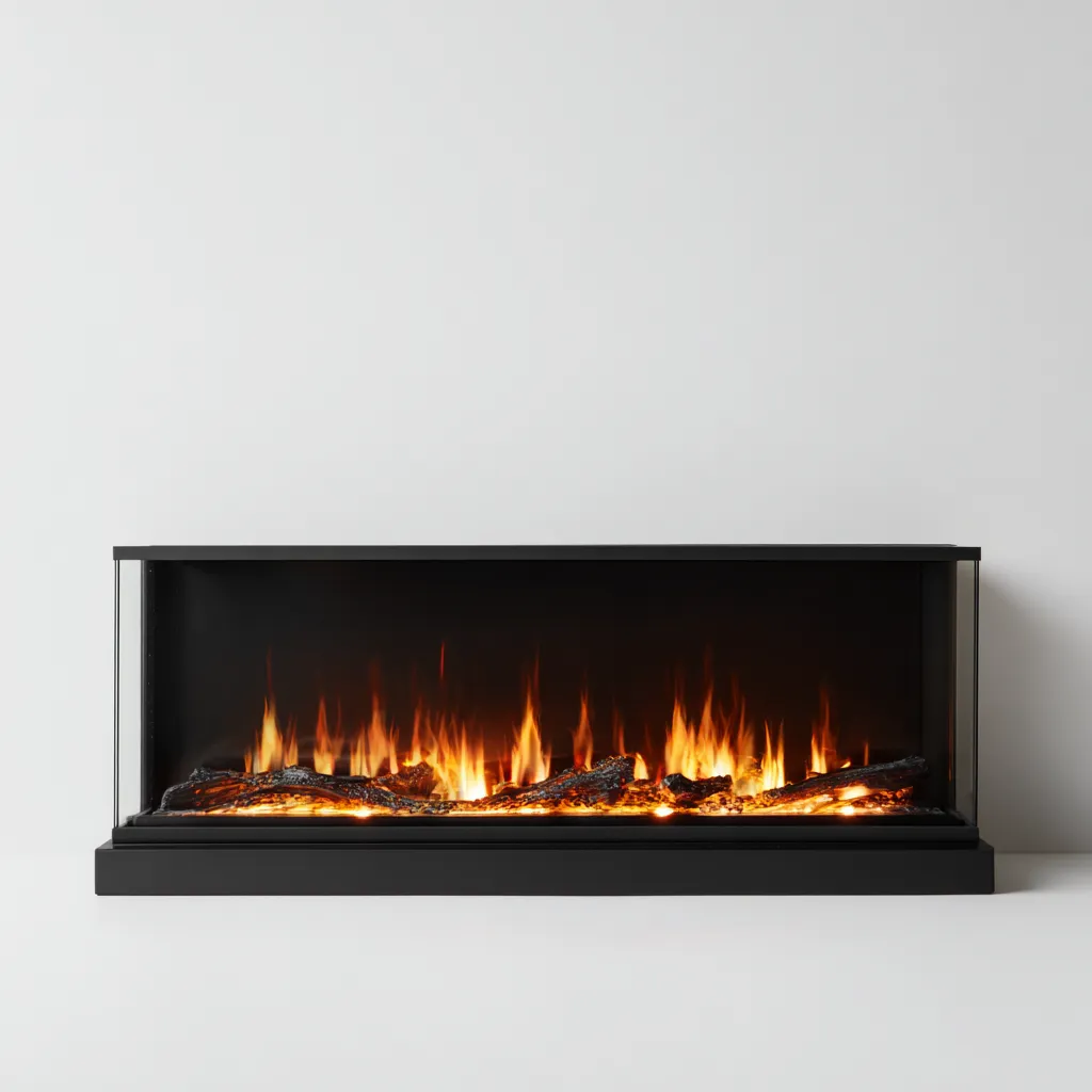 Camino elettrico metallo 108x22x54 cm - nero - design moderno per soggiorno-villaovae