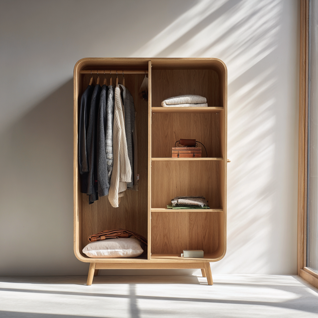 Armadio legno 118x54x176 cm - naturale - design moderno per camera da letto-villaovae