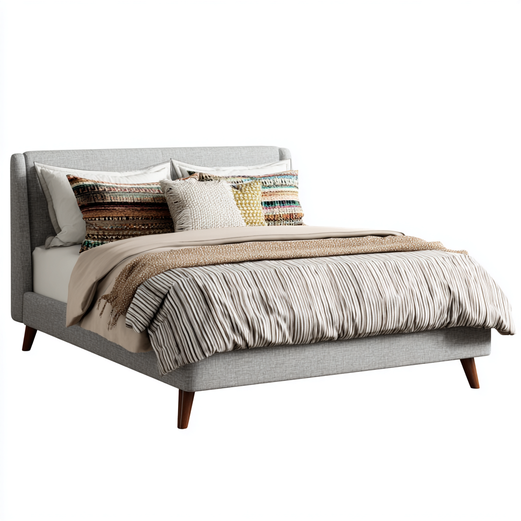 Letto matrimoniale tessuto 200x160x98 cm - grigio chiaro - design moderno per camera da letto-villaovae