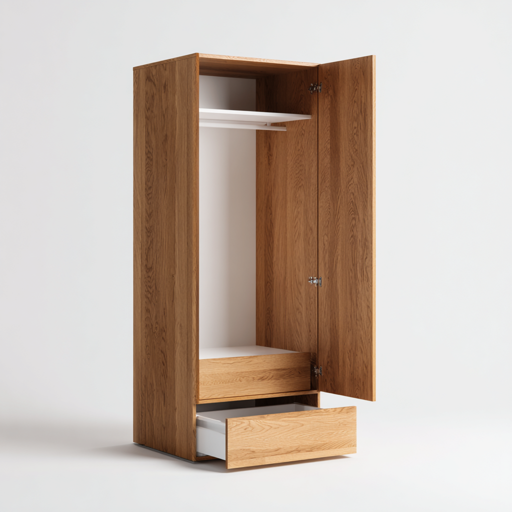 Armadio legno massello 94x56x180 cm - naturale - design moderno per camera da letto-villaovae