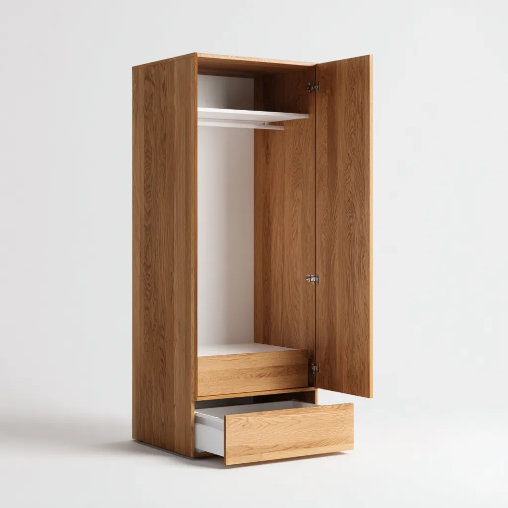 Armadio legno massello 94x56x180 cm - naturale - design moderno per camera da letto-villaovae