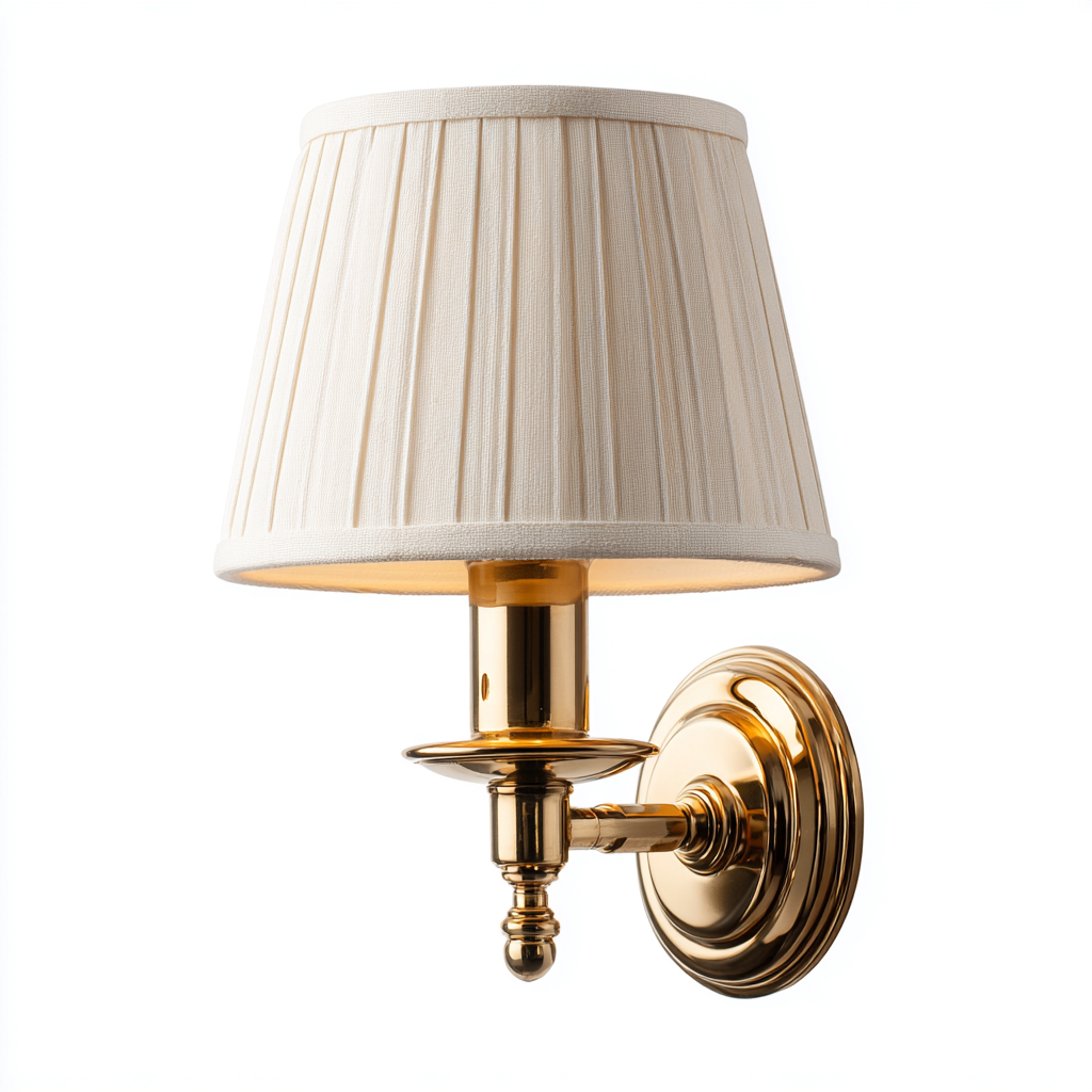 Applique in metallo e tessuto 16x16x30 cm - bianco - oro - per interni - design classico elegante-villaovae