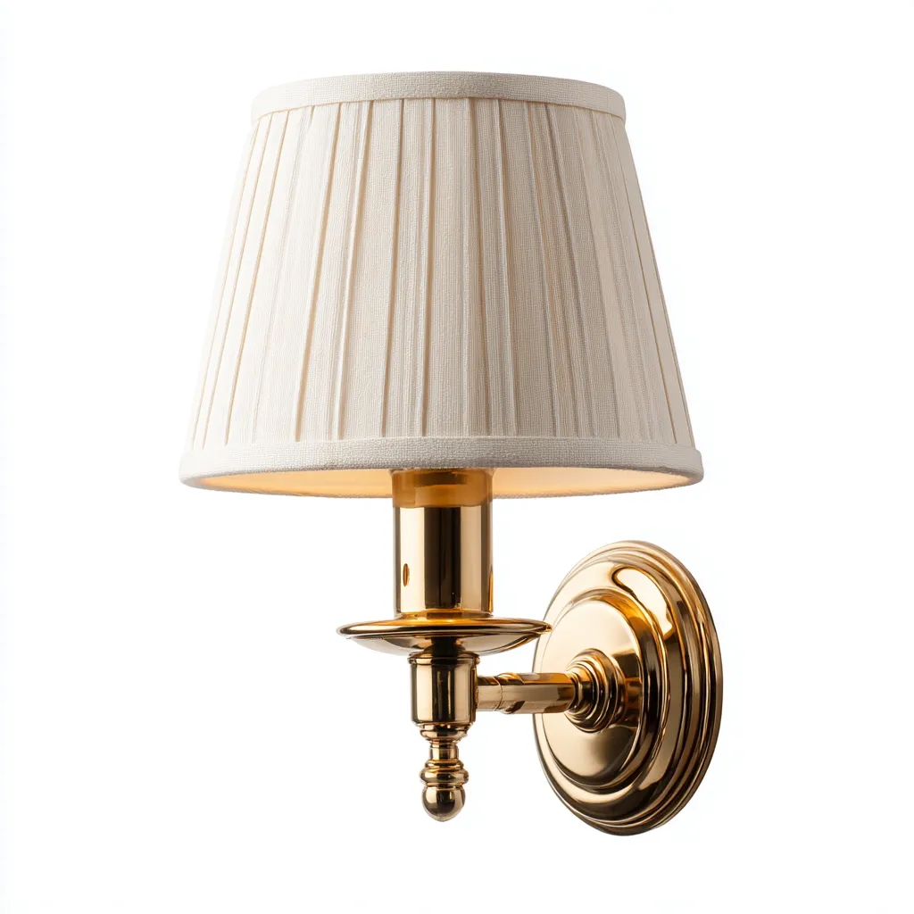 Applique in metallo e tessuto 16x16x30 cm - bianco - oro - per interni - design classico elegante-villaovae