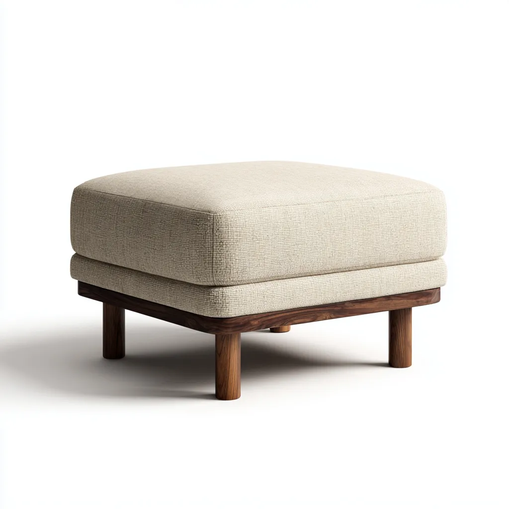 Pouf tessuto 70x70x45 cm - beige - legno - design moderno per soggiorno-villaovae