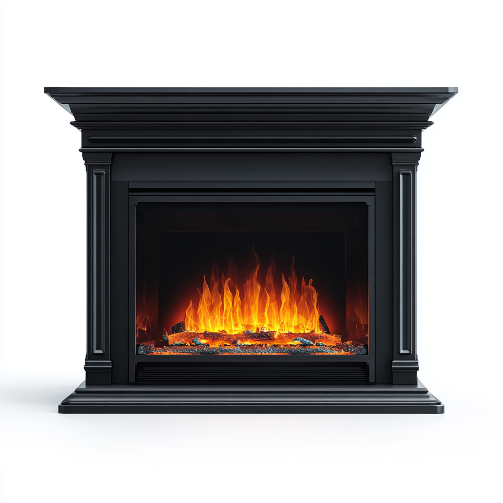 Camino elettrico autoportante legno - vetro 110x32x98 cm - nero - per soggiorno - fiamma realistica - design classico-villaovae