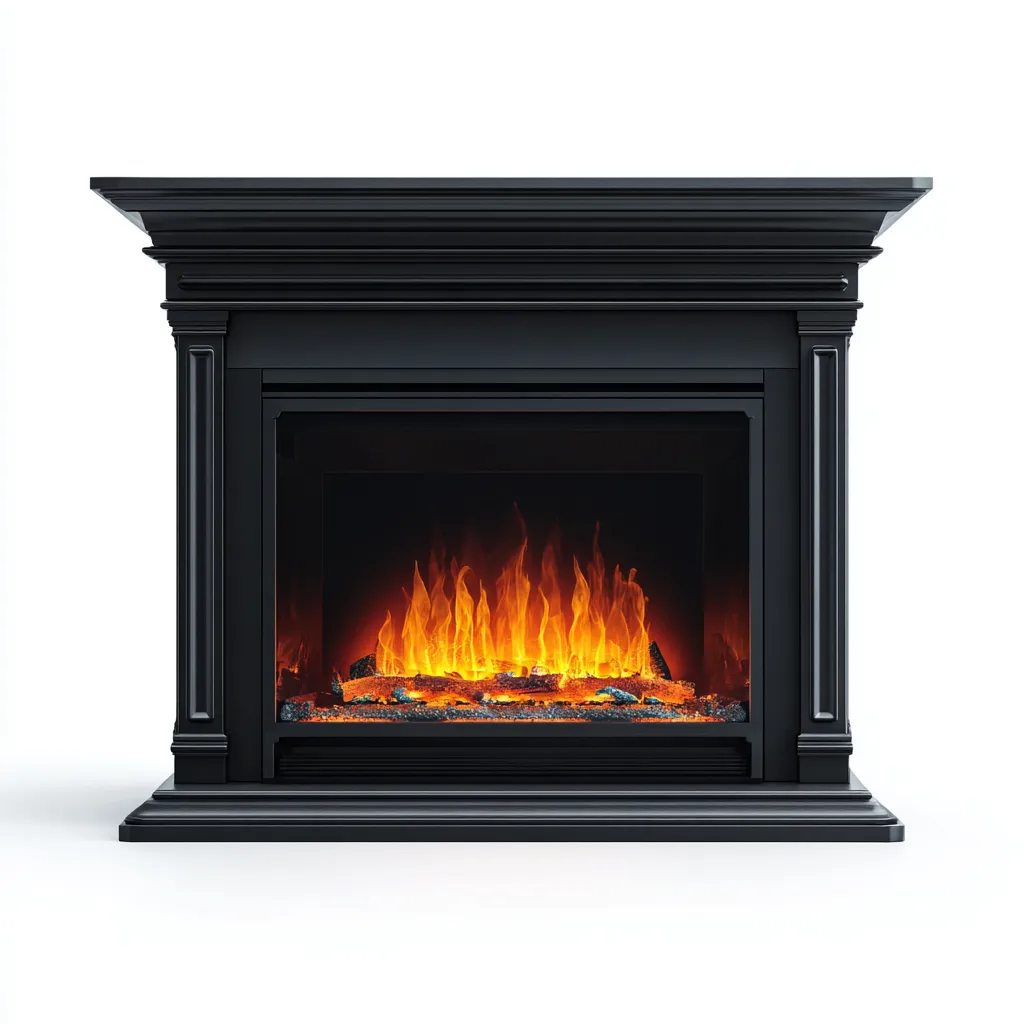 Camino elettrico autoportante legno - vetro 110x32x98 cm - nero - per soggiorno - fiamma realistica - design classico-villaovae