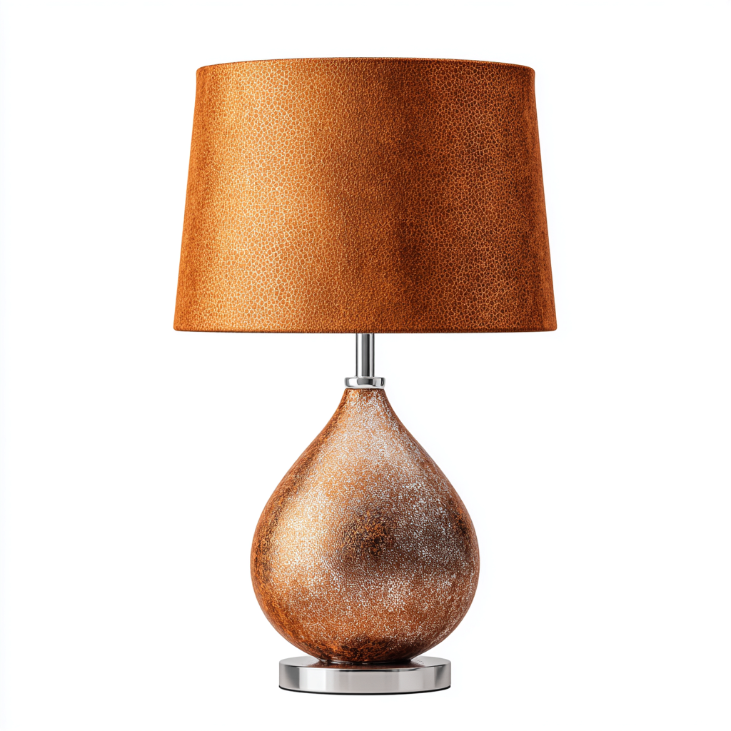 Lampada da tavolo - ceramica - tessuto - metallo - 30x30x47 cm - arancione - bronzo - design moderno - adatta per soggiorno - camera da letto-villaovae