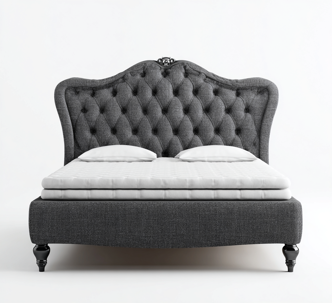 Letto matrimoniale imbottito tessuto 210x165x135 cm - grigio scuro - design classico per camera da letto-villaovae