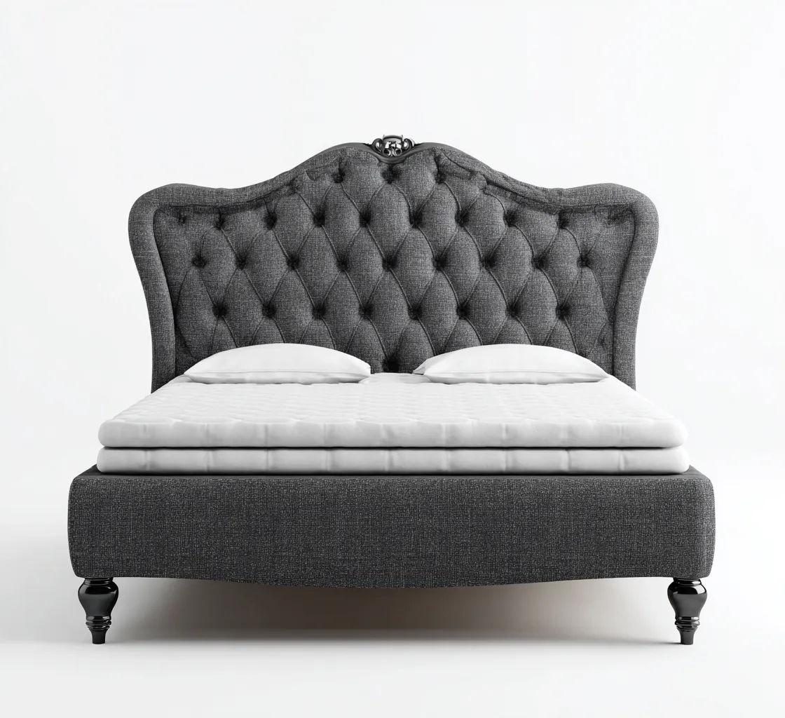 Letto matrimoniale imbottito tessuto 210x165x135 cm - grigio scuro - design classico per camera da letto-villaovae