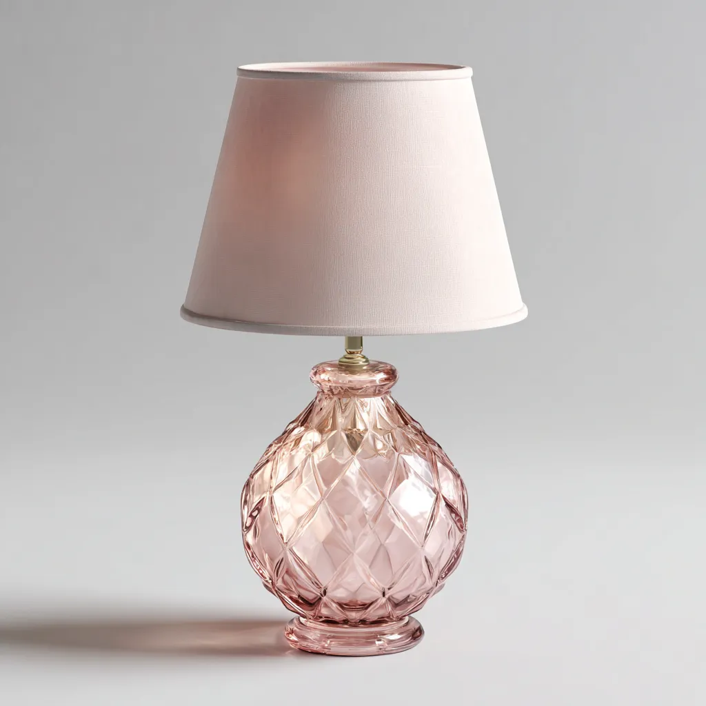 Lampada da tavolo - vetro - tessuto - metallo - 28x28x50 cm - rosa - design moderno - adatta per soggiorno - camera da letto-villaovae