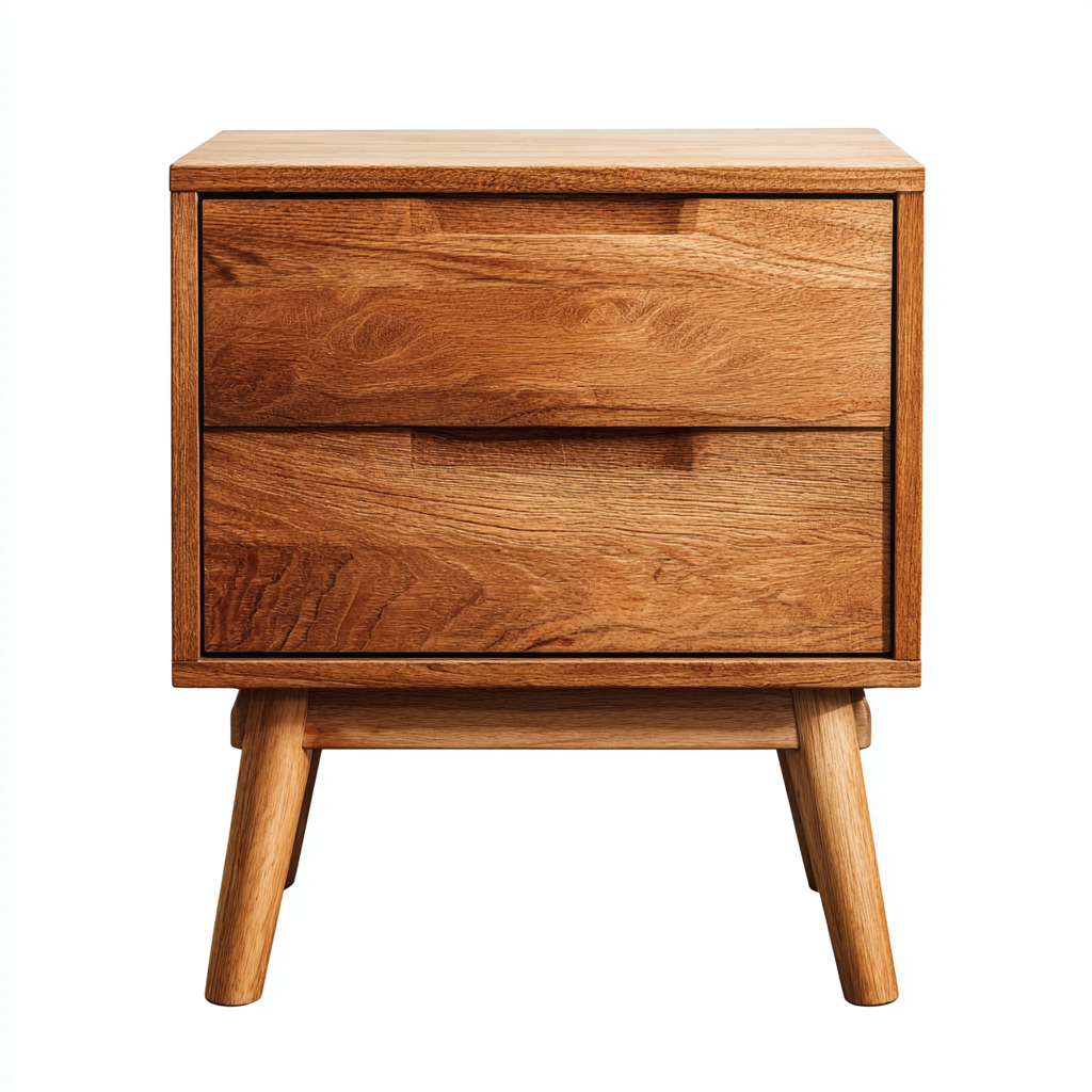 Comodino in legno massello rovere 42x33x55 cm - colore rovere - per camera da letto - design nordico-villaovae