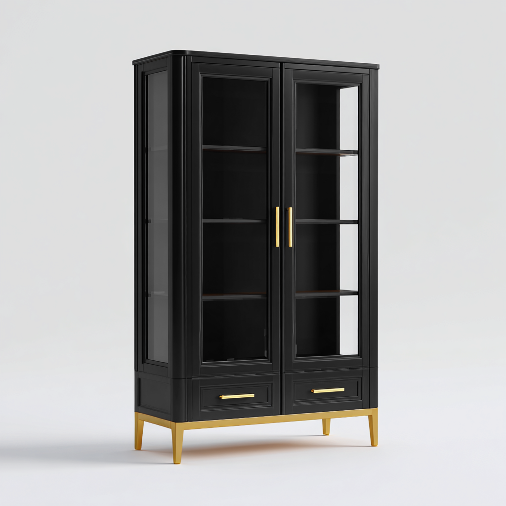 Armadietto da cucina legno - metallo 100x40x185 cm - nero - oro - per cucina - design moderno-villaovae