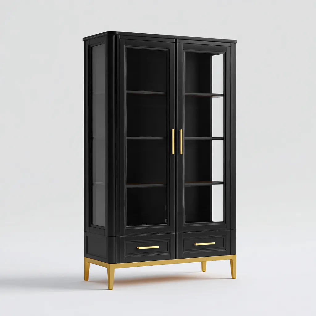 Armadietto da cucina legno - metallo 100x40x185 cm - nero - oro - per cucina - design moderno-villaovae