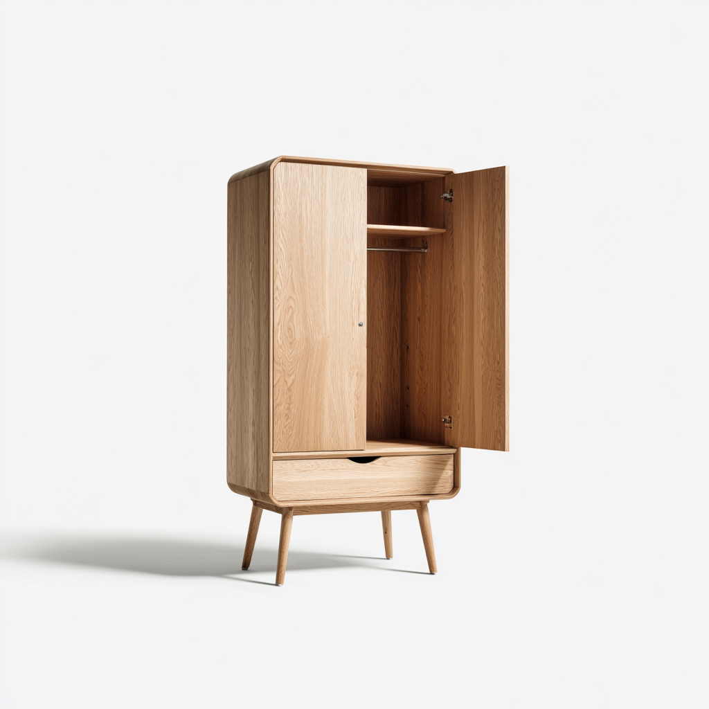 Armadio legno massello 85x50x165 cm - naturale - design moderno per camera da letto-villaovae