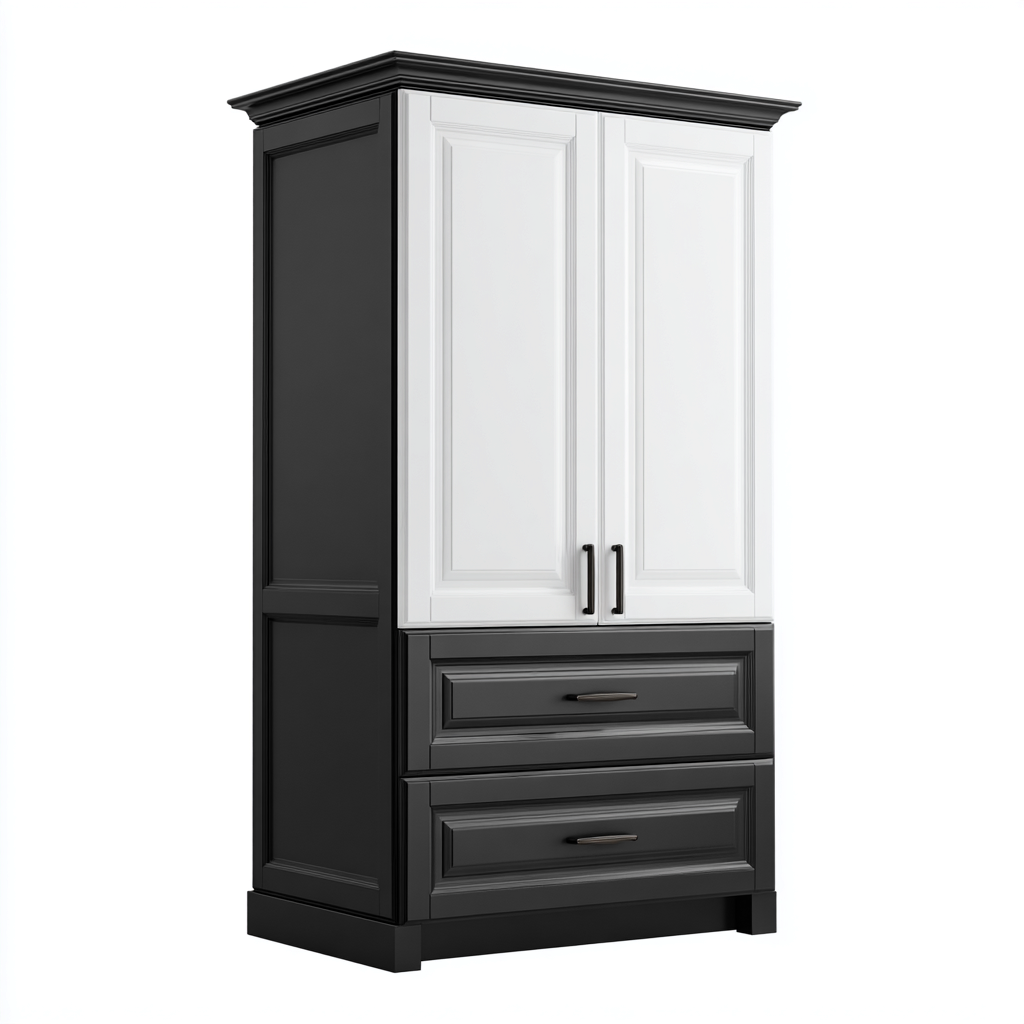 Armadietti da cucina-legno-80x45x185 cm-bianco - nero-design moderno per cucina-villaovae