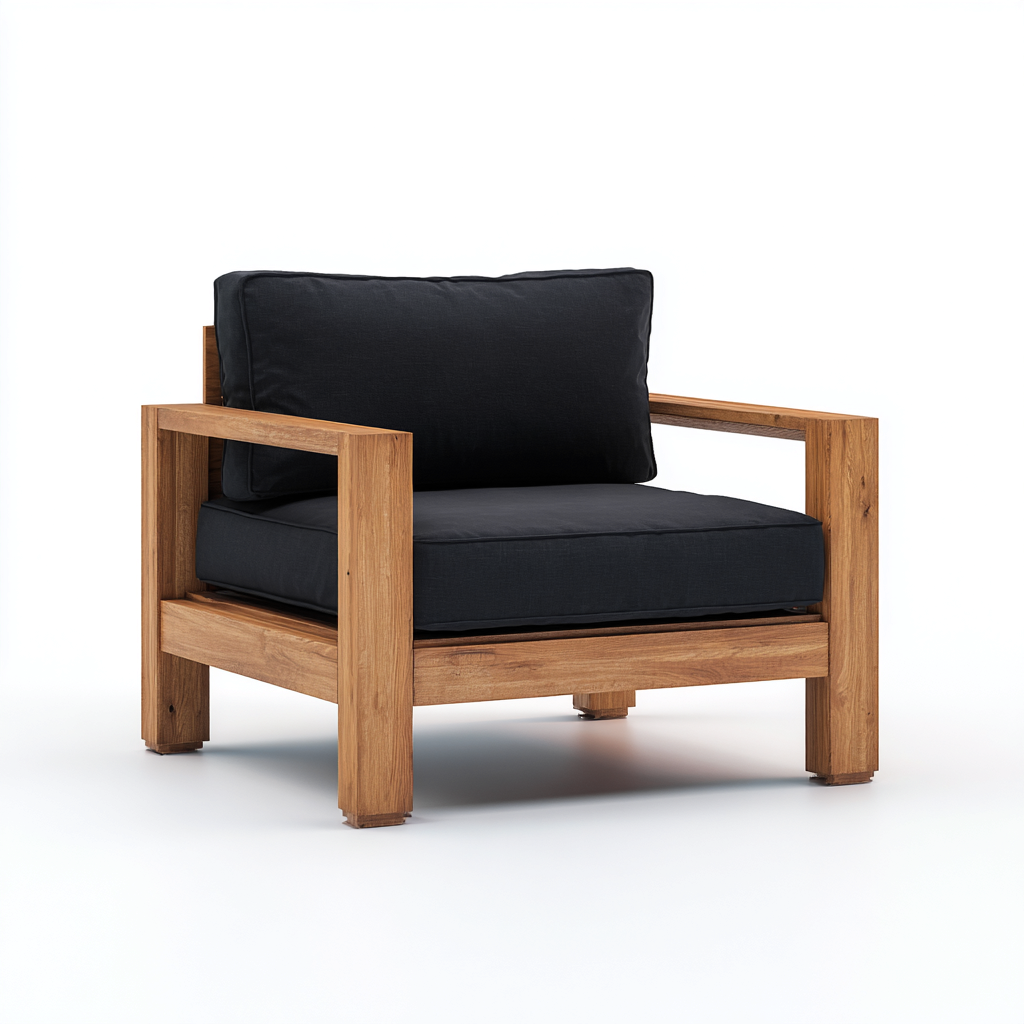 Poltrona da giardino legno - tessuto 84x78x82 cm - nero - design moderno per esterni-villaovae