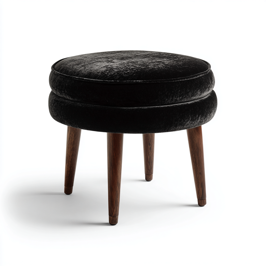 Pouf in velluto 40x40x48 cm - nero - design moderno - per soggiorno-villaovae