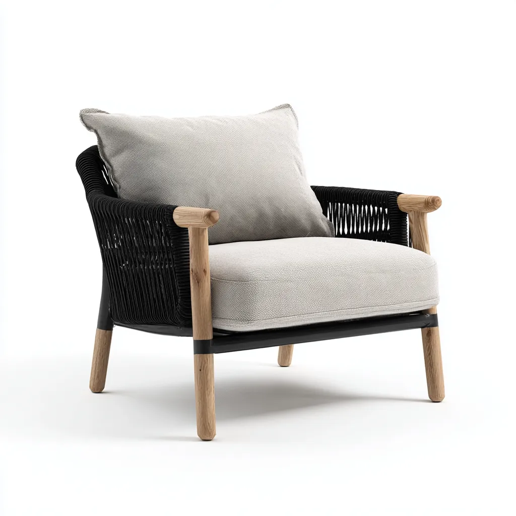 Poltrona da giardino corda - tessuto 72x78x78 cm - beige - design moderno per esterni-villaovae