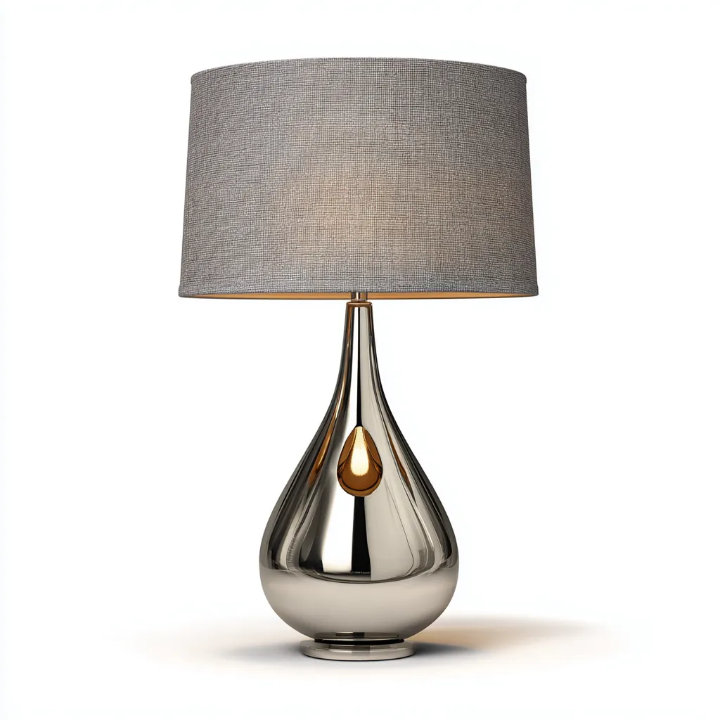 Lampada da tavolo - metallo - tessuto - 30x30x50 cm - grigio - argento - design moderno - adatta per soggiorno - camera da letto-villaovae