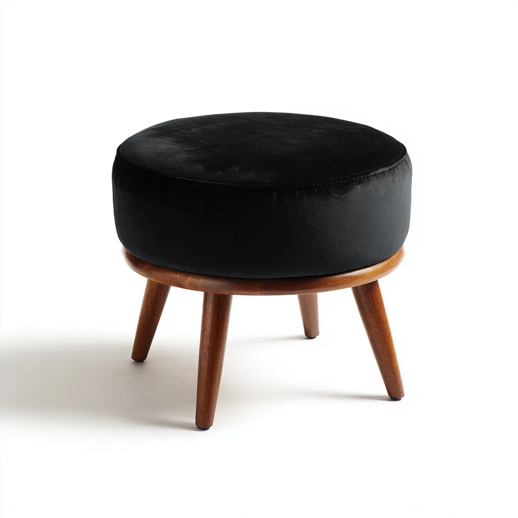 Pouf in velluto 40x40x45 cm - nero - design moderno - per soggiorno-villaovae