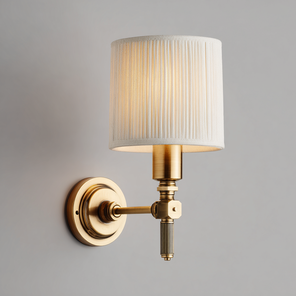 Applique metallo - tessuto 16x20x32 cm - ottone - bianco - stile classico per soggiorno-villaovae