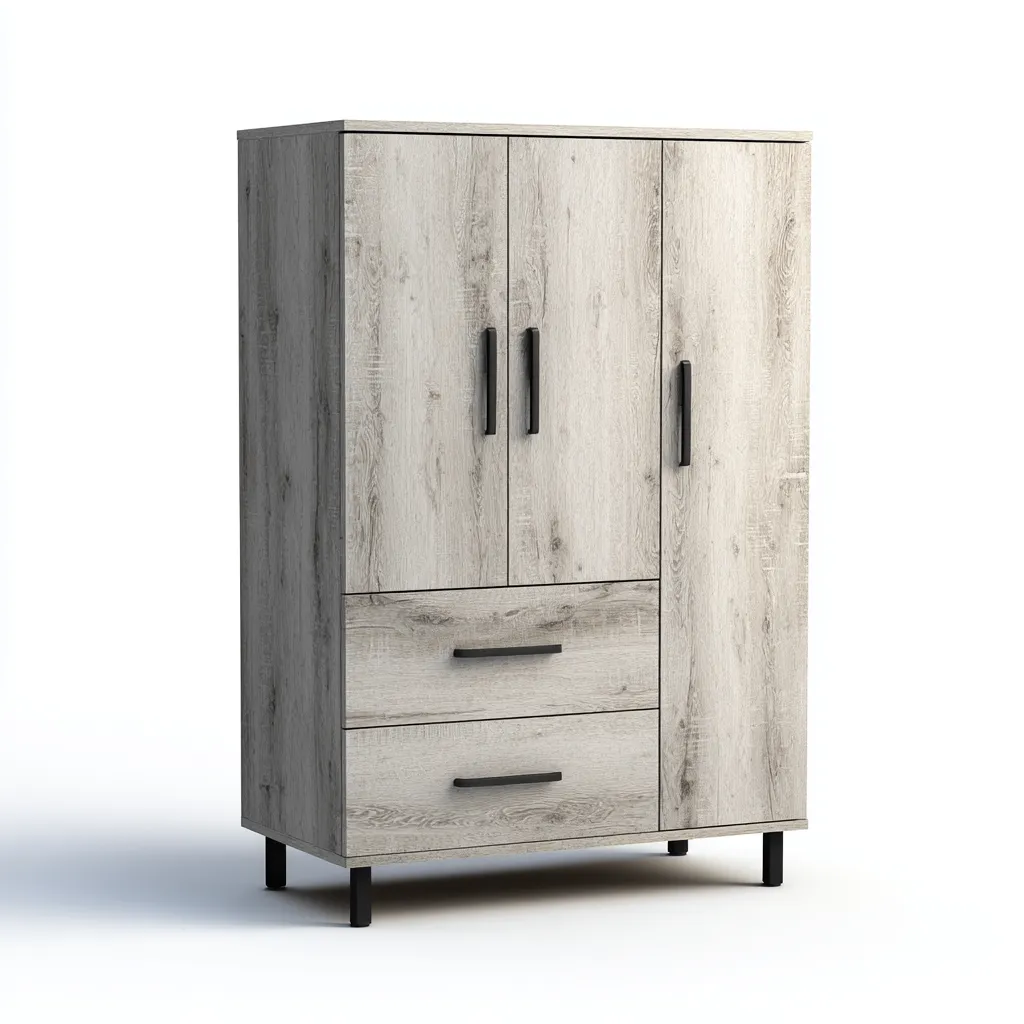 Armadio legno - metallo 110x56x182 cm - grigio - naturale - design moderno per camera da letto-villaovae