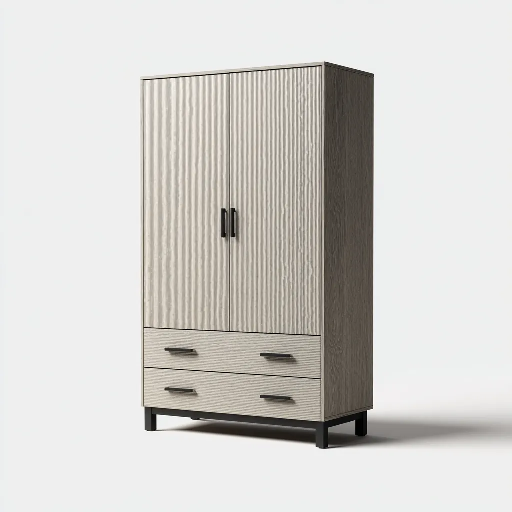 Armadio legno - metallo 112x57x184 cm - grigio - naturale - design moderno per camera da letto-villaovae